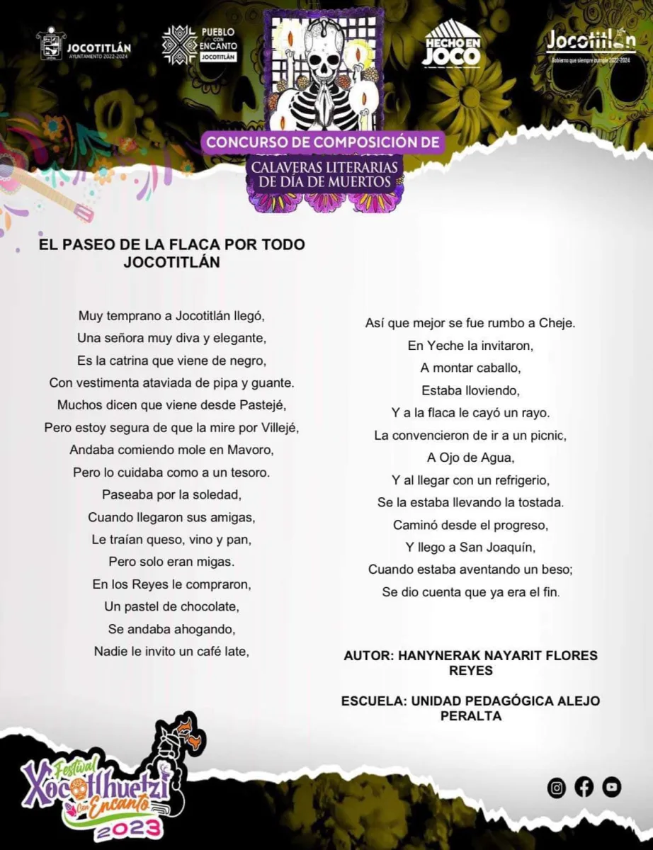 1698505647 714 Participantes del concurso Composicion de Calaveritas Literarias del Dia de