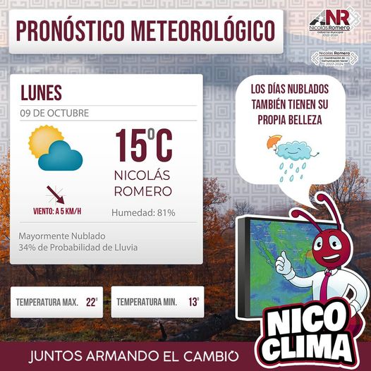 Nicolas Romero se viste de nubes este lunes ¡Saca tu