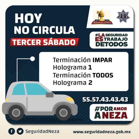 Te recordamos que Hoy aplica el programa HoyNoCircula a vehiculos