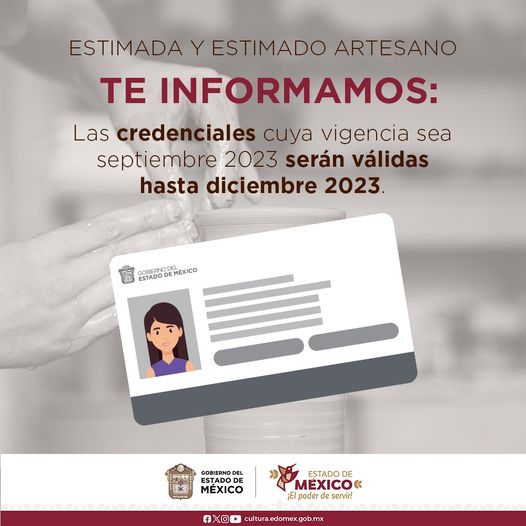 ¡AVISO IMPORTANTE Artesana y artesano mexiquense te informamos que las