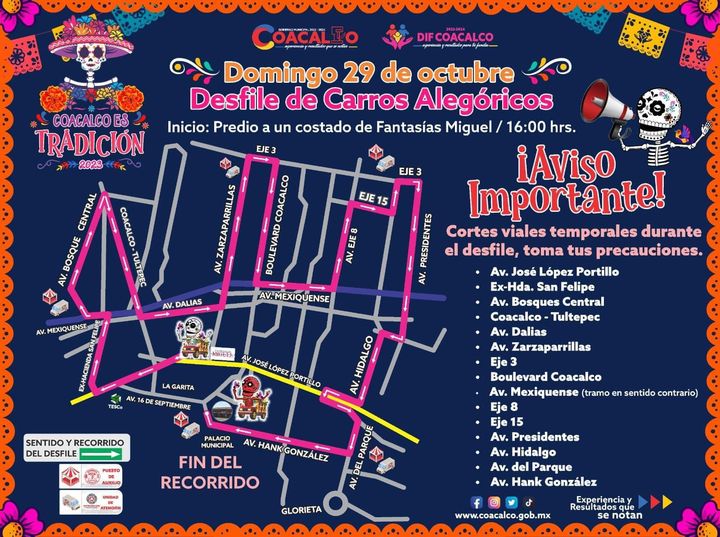 ¡Acompananos al desfile de carros alegoricos Checa la ruta y