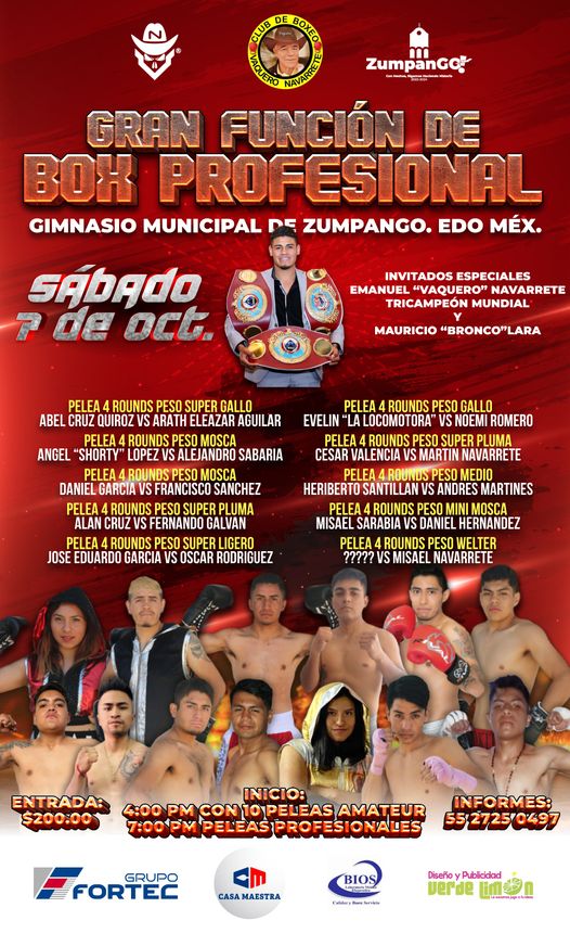 ¡Atencion ciudadanos de Zumpango ¡La Gran Funcion de Box Profesional