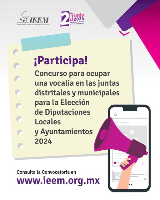 ¡El IEEM busca personal Participa para ocupar una vocalia en