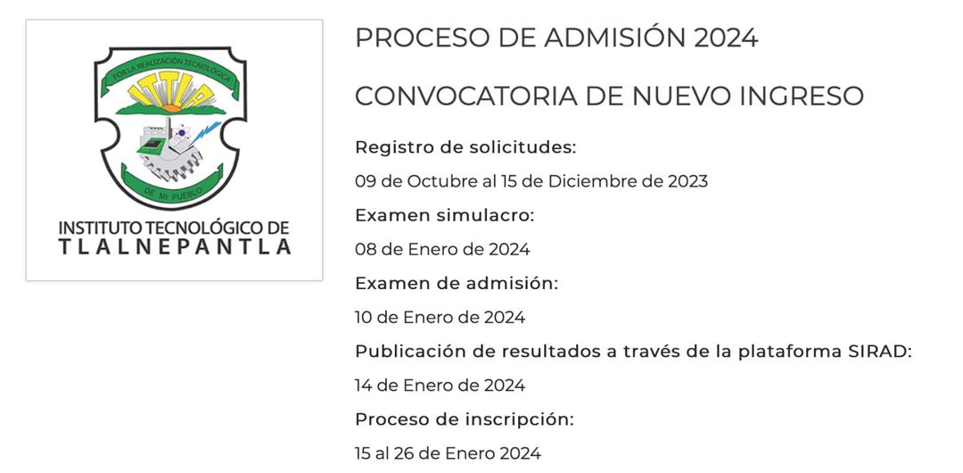 ¡El Tecnologico Nacional de Mexico Campus Tlalneplantla abre su convocatoria