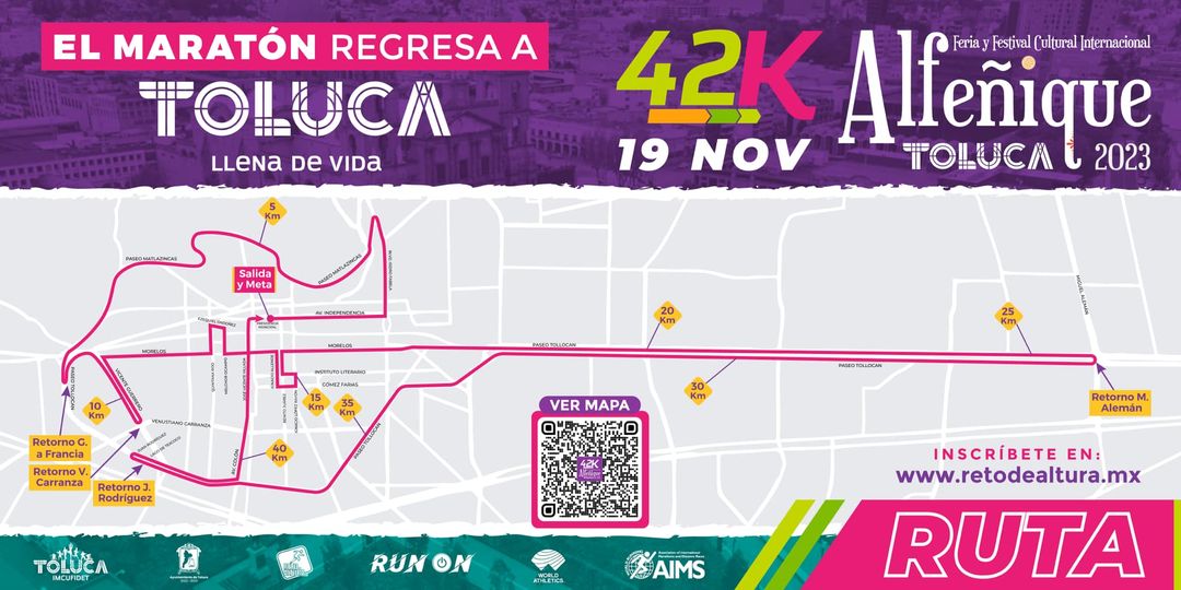 ¡Está lista nuestra ruta para el Maratón Toluca Alfeñique 2023