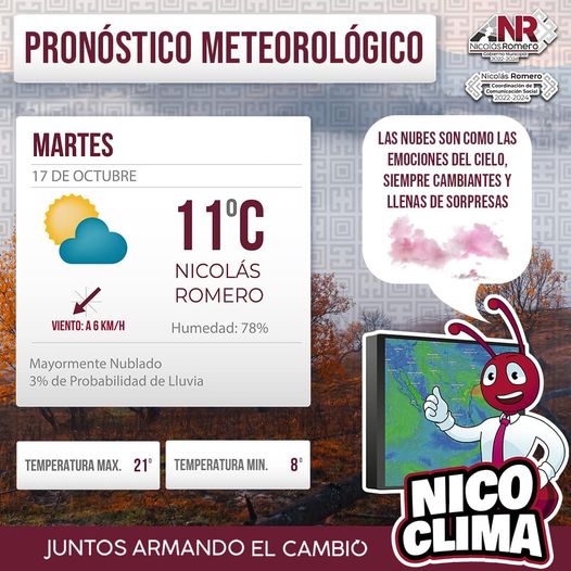 ¡Hola Nicolas Romero El frio ha llegado para quedarse hoy