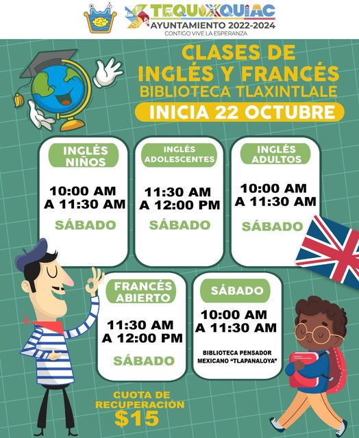 ¡Inscribete a las clases de ingles y frances En la