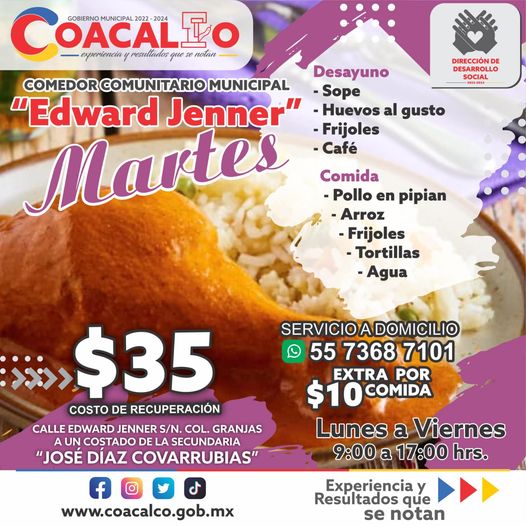 ¡Lanzate al comedor comunitario Edward Jenner y disfruta del menu