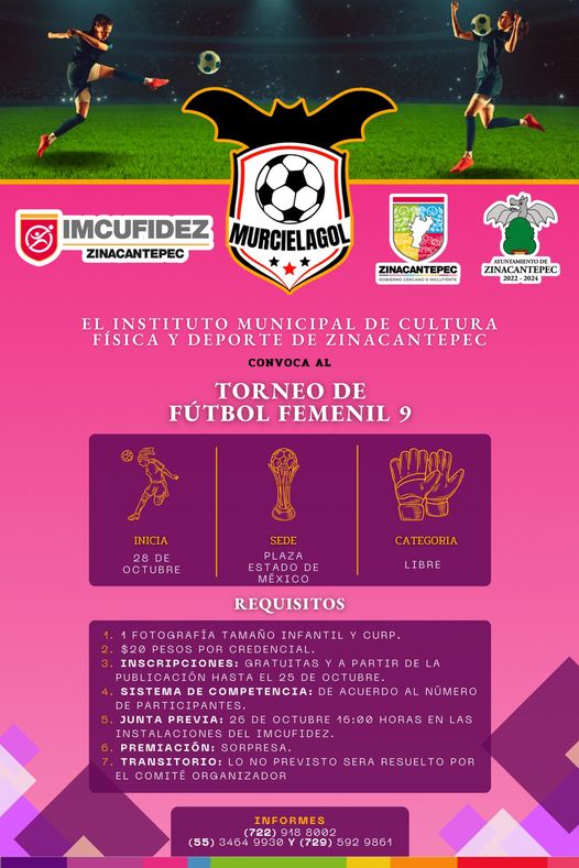 ¡Llega el Torneo de Futbol Femenil 9 MURCIELAGOL