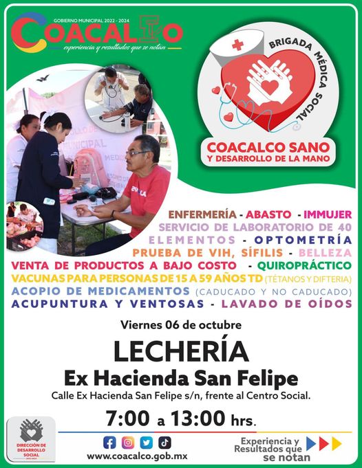 ¡Manana te esperamos en la Brigada Medica Social en