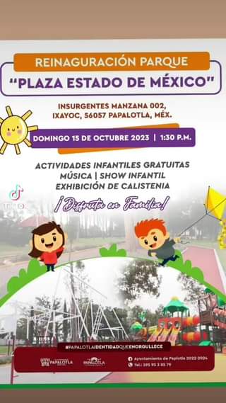 ¡Nos vemos en la Reinauguracion del Parque Plaza Estado de