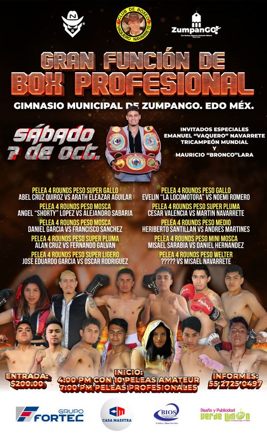 ¡Recuerden Amantes del boxeo La Gran Funcion de Box Profesional