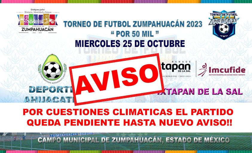 ¡¡Por el clima el partido dispuesto para esta tarde quedara