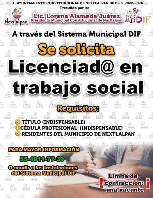 ¿Tienes una licenciatura en Trabajo social El ayuntamiento de