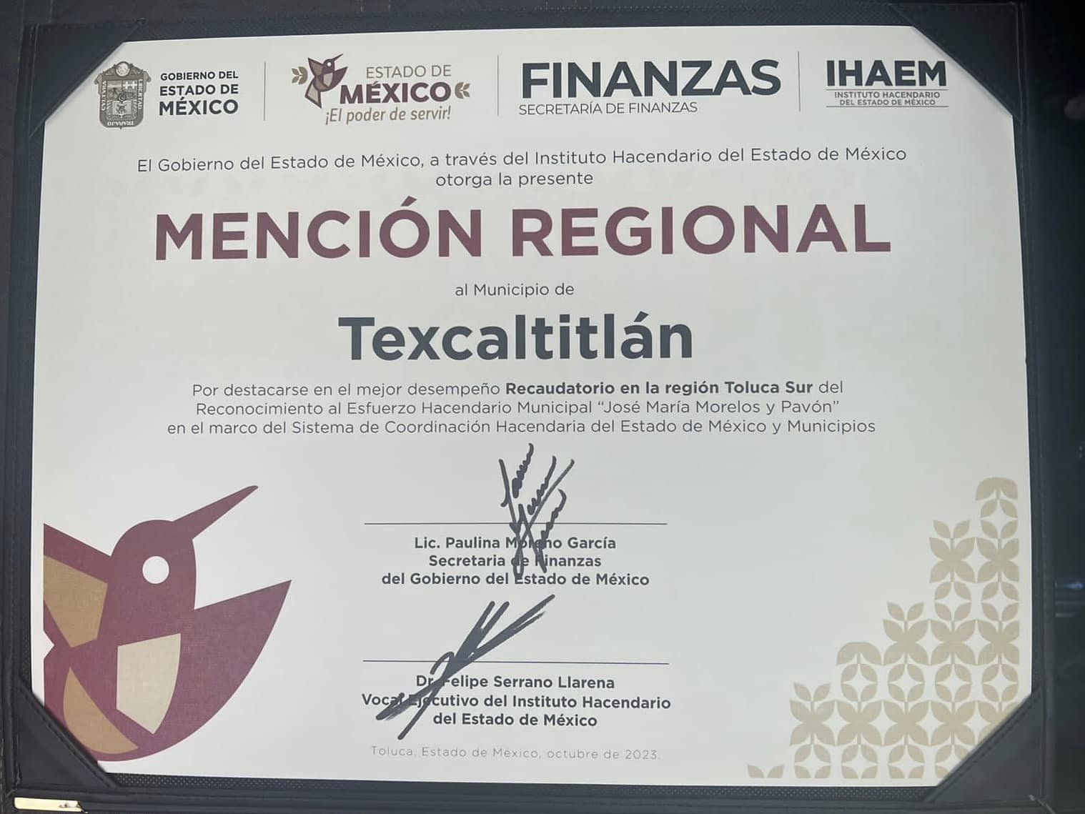 1699043043 45 Texcaltitlan es reconocido por su sistema Recaudatorio en la region