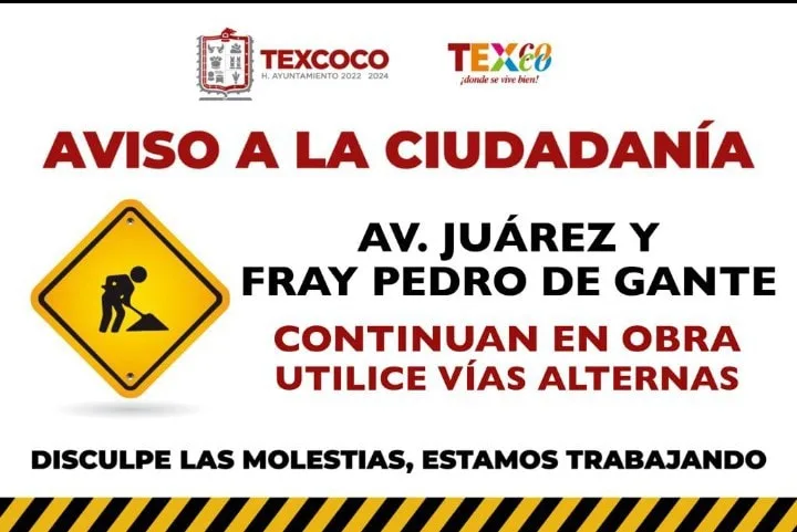 1699211263 AVISO A LA CIUDADANIA Continuan los trabajos en Av Juarez jpg