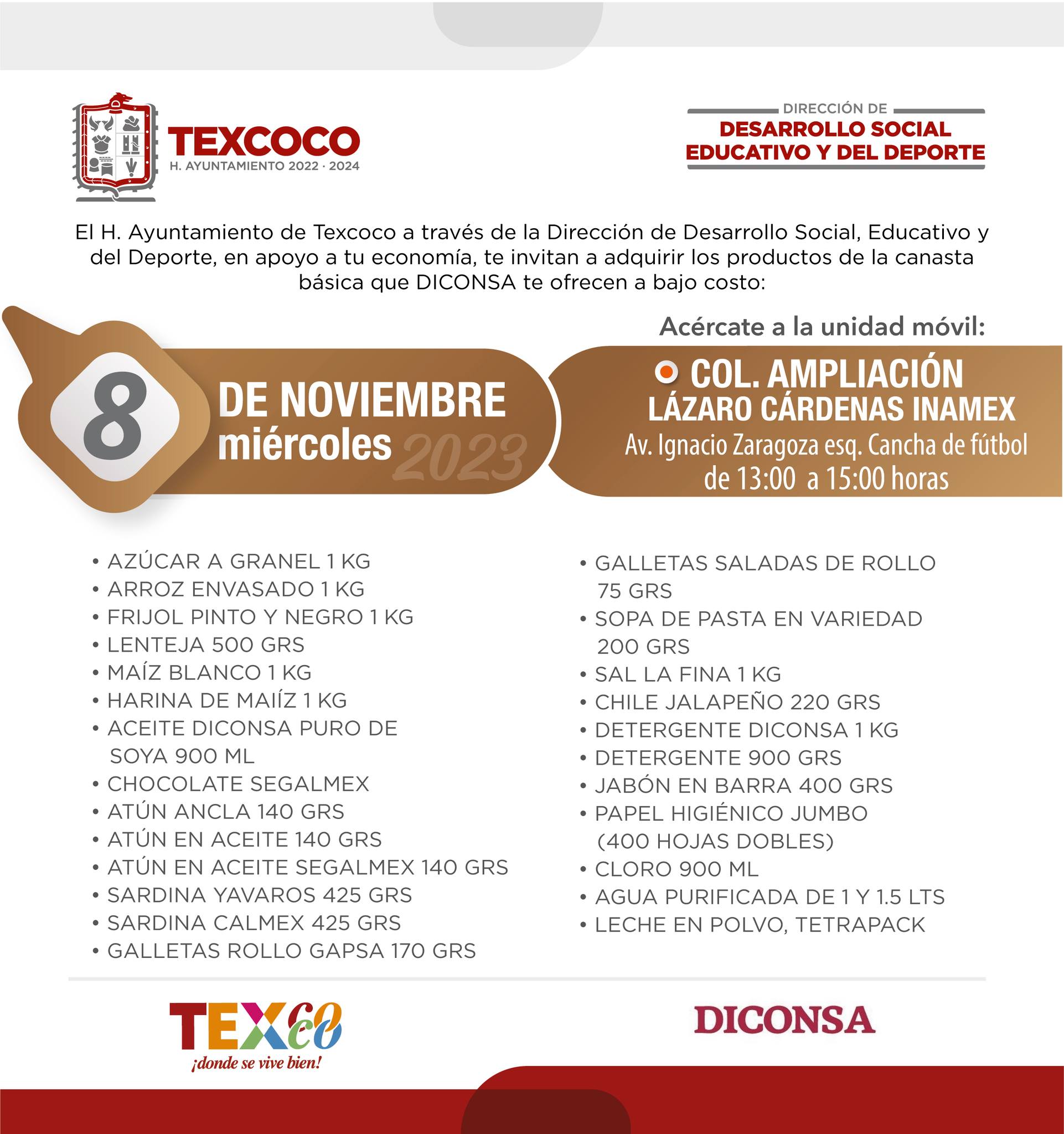 1699384039 846 Informacion importante El Ayuntamiento de Texcoco y DICONSA trae para