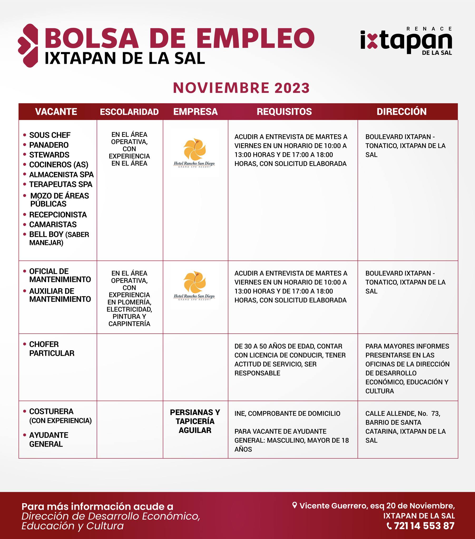 1699479136 98 Atencion a todos los buscadores de empleo en Ixtapan de