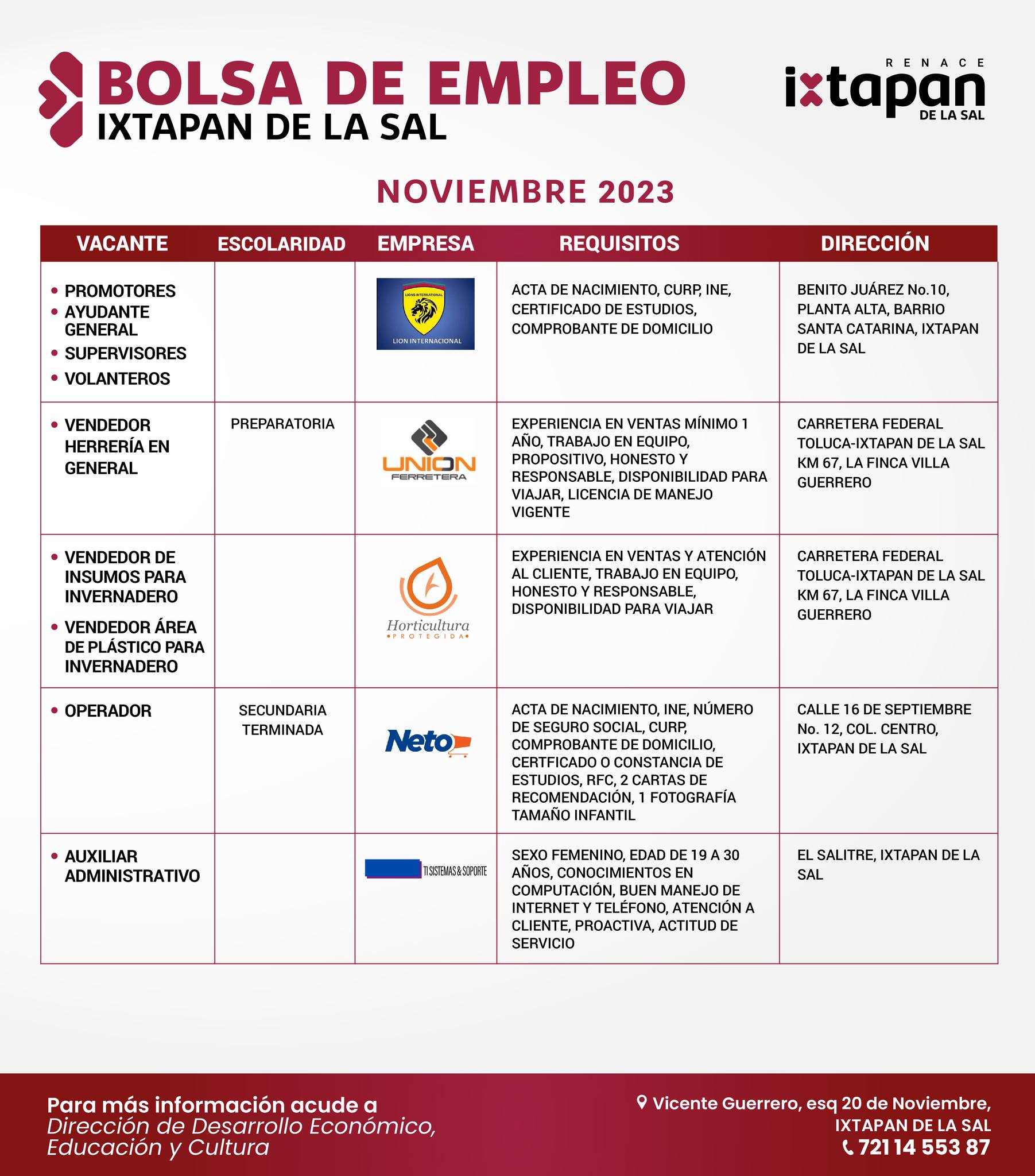 1699479154 390 Atencion a todos los buscadores de empleo en Ixtapan de