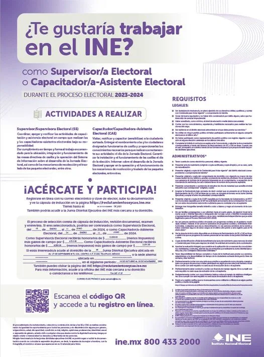 1699916589 ¿Te gustaria trabajar en el INE como supervisor electoral o jpg