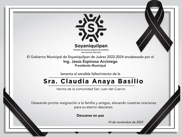 1699995752 Lamentamos el sensible fallecimiento de la senora Claudia Anaya Basilio jpg