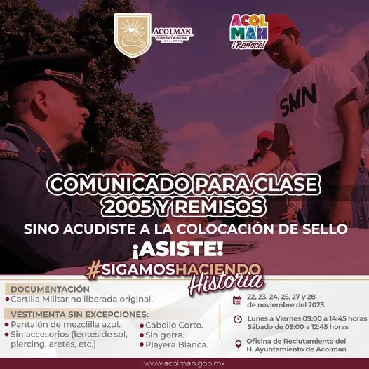 1700155900 AVISO IMPORTANTE Jovenes Clase 2005 y Remisos asistan a la jpg