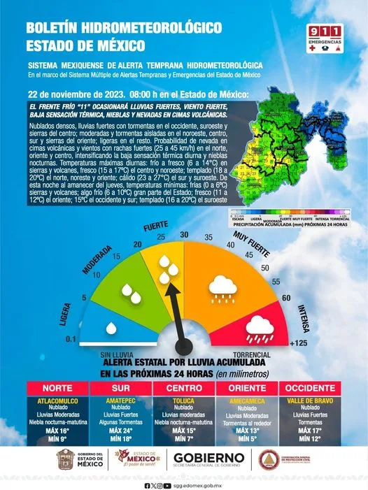 1700678868 Clima BOLETIN METEREOLOGICO Edomex ESTE MIERCOLES EN EL ESTADO jpg