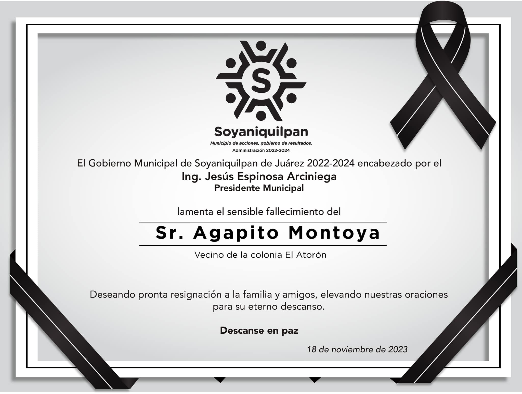 1700753431 754 Lamentamos el sensible fallecimiento del Sr Jose Montoya y del