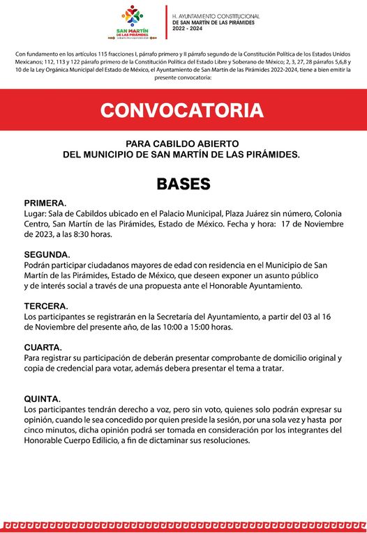 Convocatoria para la sesion de cabildo abierto