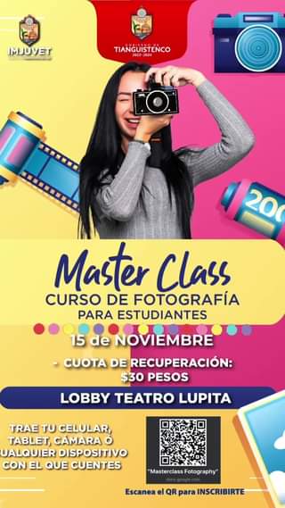 Master Class de fotografia inscribete Instituto Municipal de la Juventud