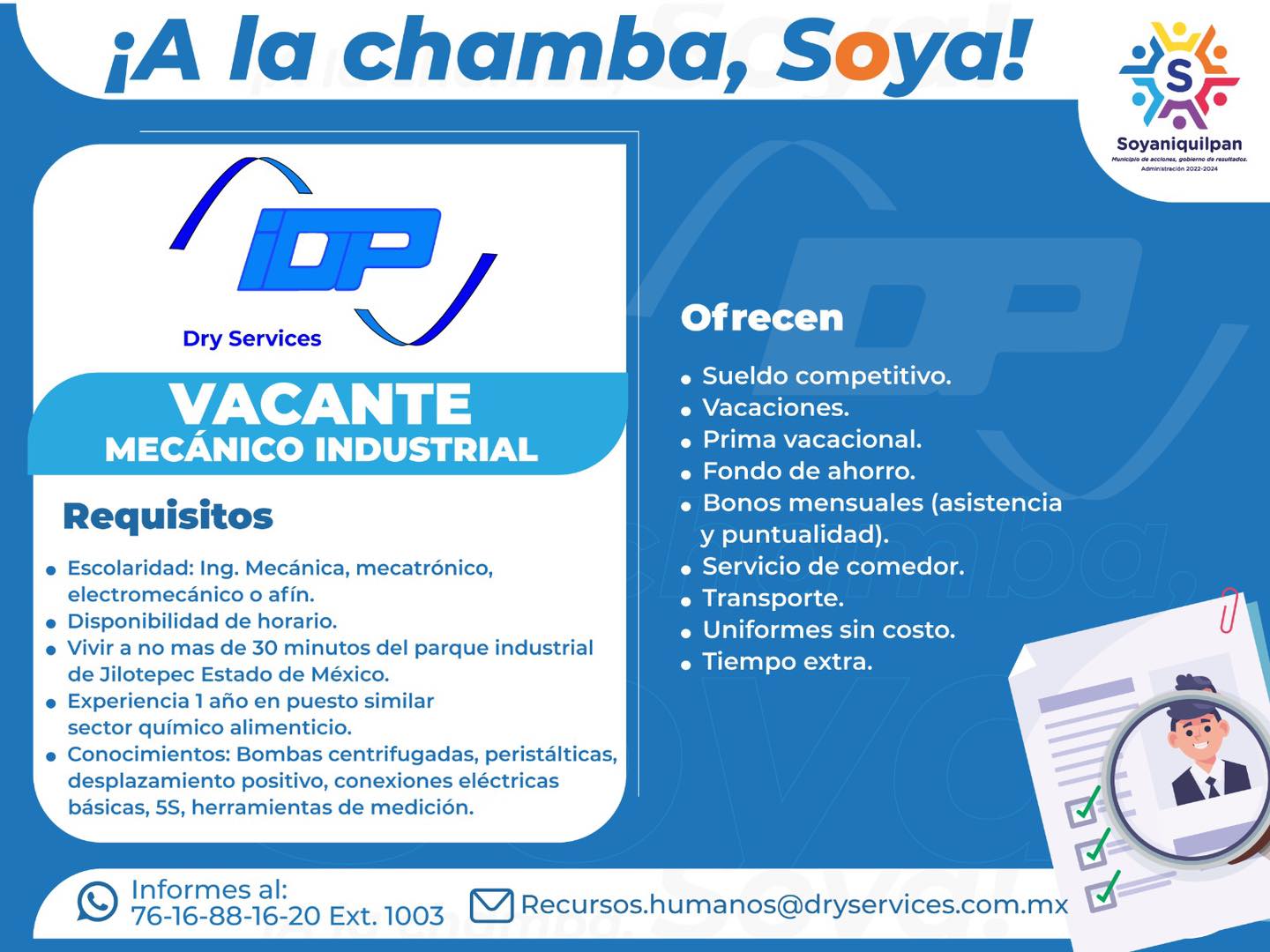 ¡A la chamba Soya ¿Estas buscando empleo ¡Tenemos una oportunidad