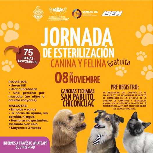 ¡ATENCION AUN HAY FICHAS DISPONIBLES JORNADA DE ESTERILIZACION GRATUITA Est