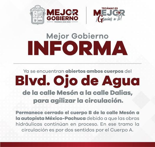 ¡Informacion importante Si circulas por OjodeAgua toma tus precauciones agra