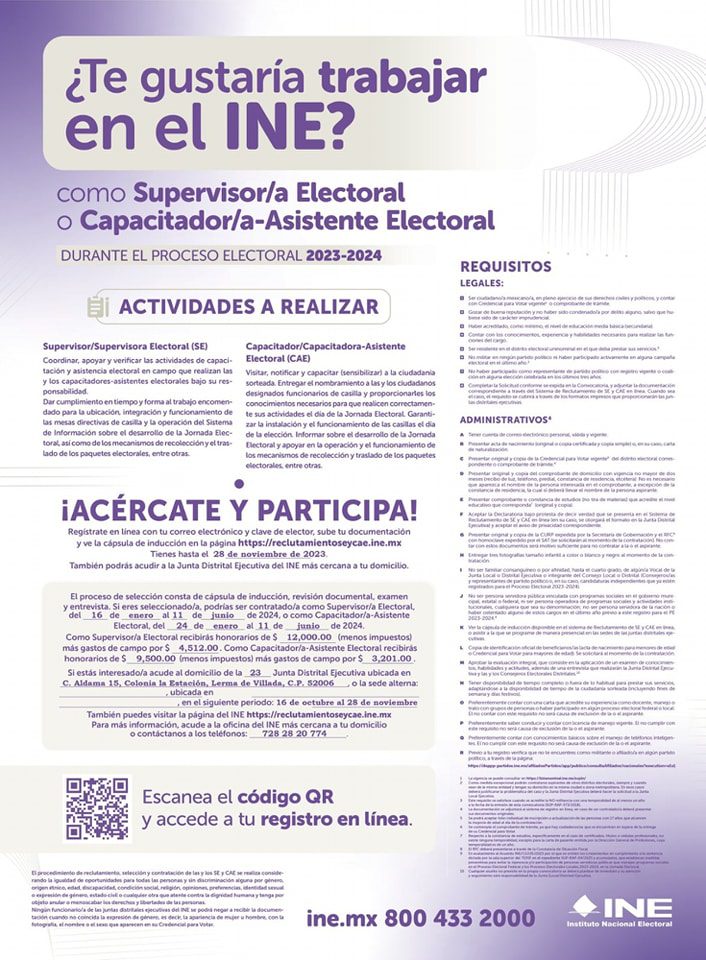 ¡Tu puedes trabajar en el INE en el Proceso Electoral