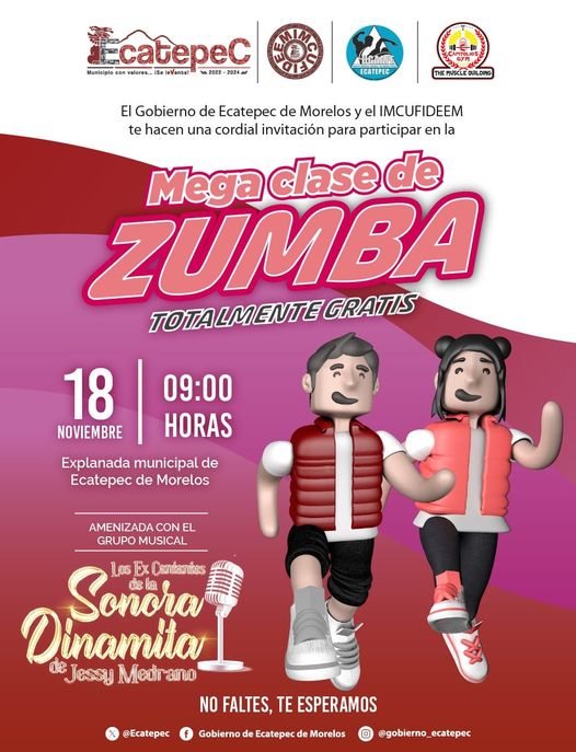 ¡Vecino te invitamos a la mega clase de zumba mas