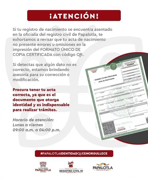 1701792876 ¡Informacion importante que comparte Registro Civil 01 Papalotla Edo Mex jpg