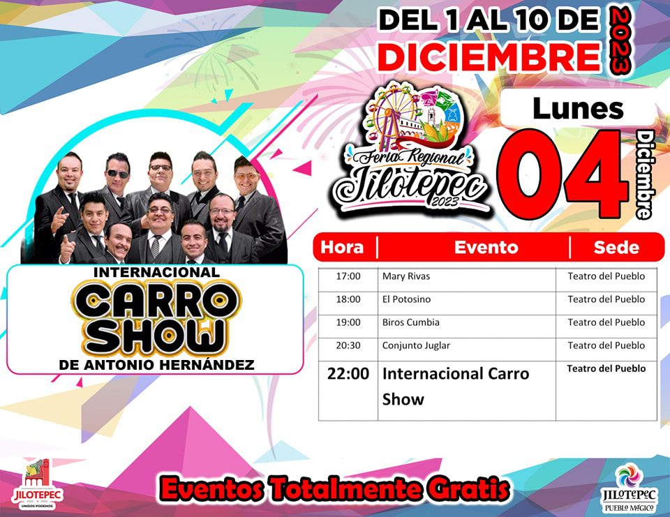 1701793628 625 FeriaRegionalJilotepec2023 Te compartimos el PROGRAMA DIARIO OFICIAL disfruta