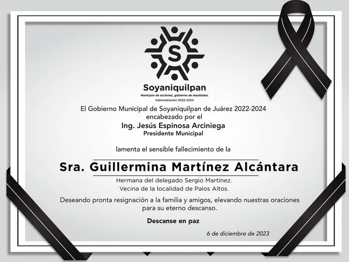 1701951207 Lamentamos el sensible fallecimiento de la Sra Guillermina Martinez Alcantara jpg