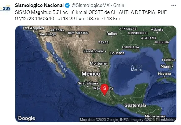 1701983612 SISMO Magnitud 57 Loc 16 km al OESTE de CHIAUTLA jpg