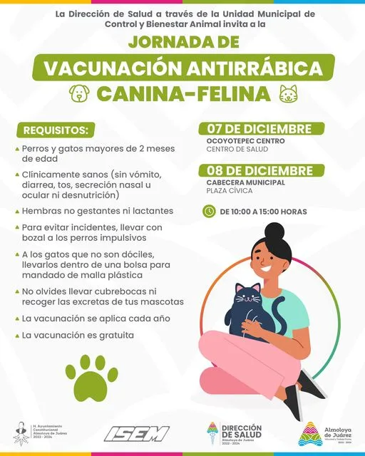 1703808249 Jornada de Vacunacion Antirrabica Canina Felina en Ocoyotepec Requisitos y detalles jpg