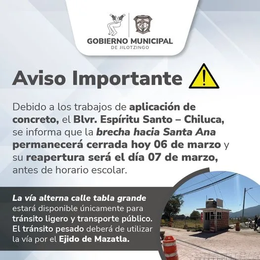 1709797624 Aviso Importante Debido a los trabajos de aplicacion de concreto jpg