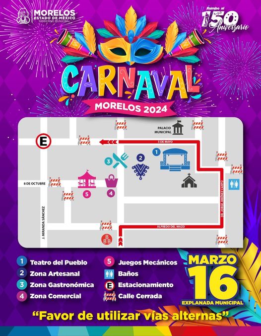Con motivo del Carnaval Morelos 2024 les informamos que
