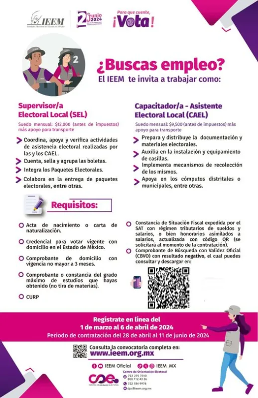 ¿Buscas empleo ¡El IEEM te invita a trabajar con ellos