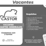 La empresa concreto polimérico “Castor” tiene disponible la siguiente vacante.