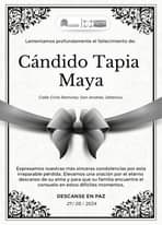 Con gran tristeza expresamos el sensible fallecimiento del Sr. Candido Tapia May