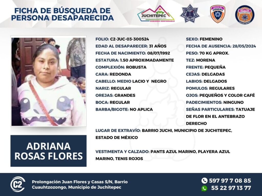 ¡Ayúdanos a encontrar a Adriana Rosas Flores!
